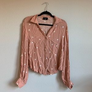 VICI Peach Polka Dot Button Up Blouse